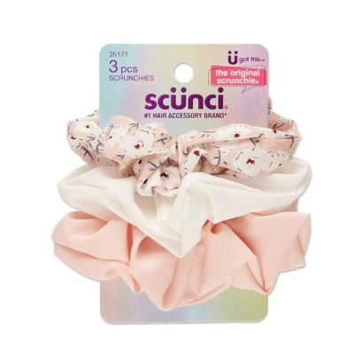 scunci Kids Scrunchies - Pink Floral - 3pk