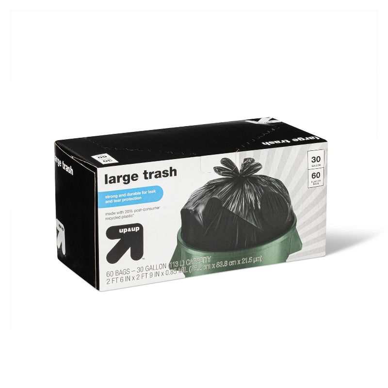 Large Flap-Tie Trash Bags - 30 Gallon/60ct - up &#38; up&#8482;, 4 of 5