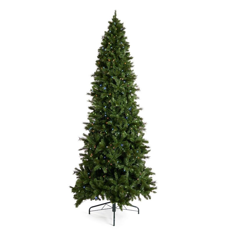 Home Heritage Cashmere Quick Set 12 Foot Artificial Holiday Tree Prelit with 800 White & Color LED Lights, 2903 PVC Foliage Tips, and Metal Stand, 1 of 7