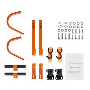 VEVOR Ladder Roof Hook, 2 Pack with Wheel Heavy Duty Steel Ladder Stabilizer, Roof Ridge Extension Rubber Grip T-Bar, 500 lbs Weight Rating,Orange - 1 of 4