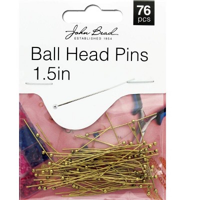 John Bead Must Have Findings 76pcs Ball Head Pins 1.5in 24ga (0.02inch) Antique Gold