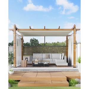 Aluminum Pergola, Outdoor Retractable Pergola with Sun Shade Canopy for Garden Porch Yard Beach Gazebo Grape Trellis Pergola - 1 of 4
