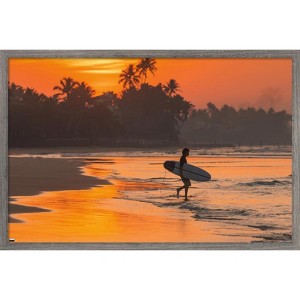 Trends International Surfing - Morning Walk Framed Wall Poster Prints - 1 of 4