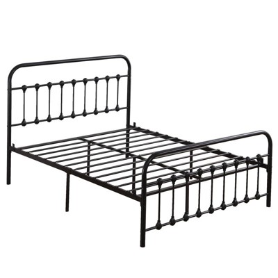 Karl Home Single-Layer Black Queen Size Iron Bed Frame with Shell Decoration