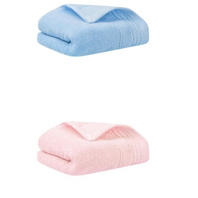 REGALWOVEN 2 Pack Solid Striped Bathroom Hand Towels for Hand, Face 14" x 30"