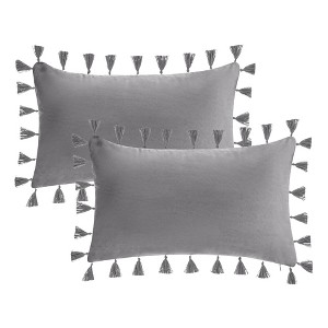 REGALWOVEN Velvet Soft Solid Covers Bohemian with Tassels Decorative Throw Pillow 2 Pcs - 1 of 4