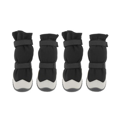 Unique Bargains Reflective Pet Footwear Dog Boots Black 4 Pcs