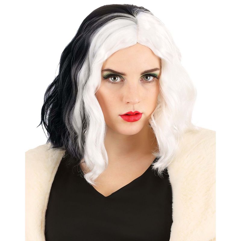 HalloweenCostumes.com  Women 101 Dalmatians Cruella De Vil Women's Wig, Black/White, 1 of 6