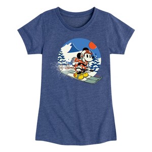 Girls' - Disney - Minnie Ski Fitted Short Sleeve Graphic T-Shirt - 1 of 4