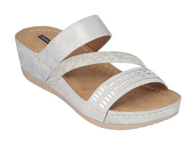 GC Shoes Tera Embellished Comfort Slide Wedge Sandals