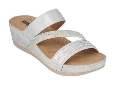 Gc Shoes Tera Silver 9 Embellished Comfort Slide Wedge Sandals : Target