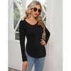 Clearlove Women’s Long Sleeve Cutout Asymmetrical Neck Tshirt Slim Fit Tunic Blouse with Side Split Slit Casual Solid Tops - 4 of 4