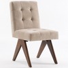 YOUNIKE Modern Upholstered Chair Set of 2 Dining Room Armless Kitchen Chairs Linen Fabric Chair Vanity with 4.7" Thick Cushion Wood V-Leg - 2 of 4