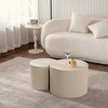 KIGFTSOD Round Coffee Table Handcrafted Relief Sturdy Pedestal Wooden Olive-Shaped Tea Table for Living Room - 3 of 4