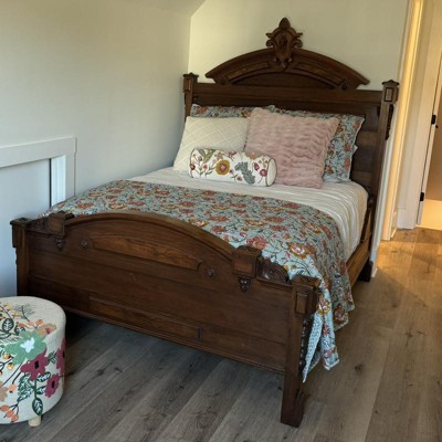 Boho Floral Pink and Teal Cotton Full Quilt