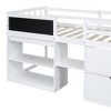 PAGED Simple Wooden Low Loft Bed Bunk Bed with Rolling Desk, Twin Size Bed Frame with Shelves, Drawers and Guardrail for Kids, Teens - 3 of 4