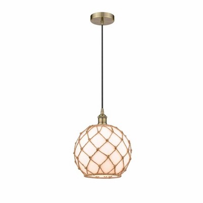 Farmhouse Rope - 1 Light Mini Pendant In Industrial Style-12.75 Inches Tall and 10 Inches Wide