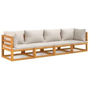 vidaXL Patio Lounge Set, 4 Piece with Light Gray Cushions, Solid Acacia Wood, Modular Design, Weather Resistant, Easy Assembly - 1 of 4