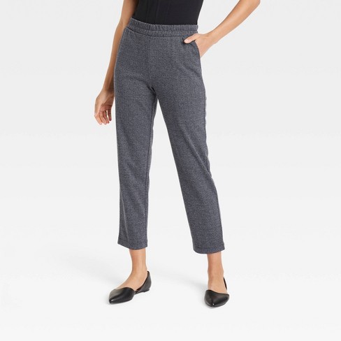 Women's High-rise Regular Fit Tapered Ankle Knit Pants - A New Day™ Gray  Herringbone Xs : Target