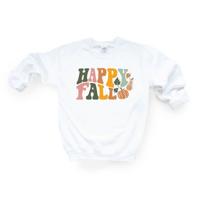 Simply Sage Market Women's Graphic Sweatshirt Happy Fall Wavy Pumpkins