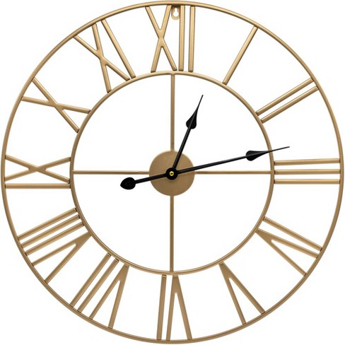 Sorbus 16 Oversized Gold Metal Decorative Analog Round Wall Clock -  Beautifully Decorate Any Wall Space In The Household : Target