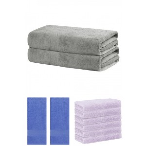 REGALWOVEN Absorbent Solid Bath Hand Face Cloths Cotton Towels 3 Piece Sets - 1 of 4
