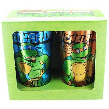 Just Funky Teenage Mutant Ninja Turtles Leo & Mike Foil Print Pint Glass 2-Pack