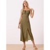 Allegra K Women's Floral Spaghetti Strap Summer Casual Low Cut Midi Dress - 2 of 4