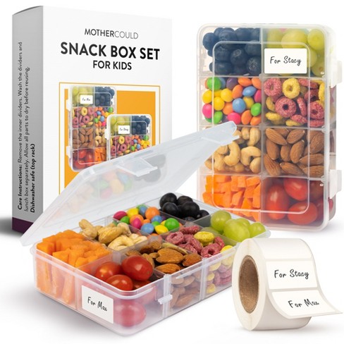 Mothercould Snack Box Set For Kids - 8 Compartments, Reusable Snack  Solution With 100 Dissolvable Labels