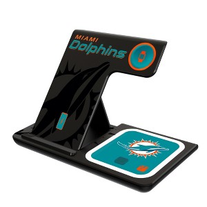 Keyscaper Miami Dolphins Monocolor Tilt 15-Watt 3 in 1 Charging Station - 1 of 4