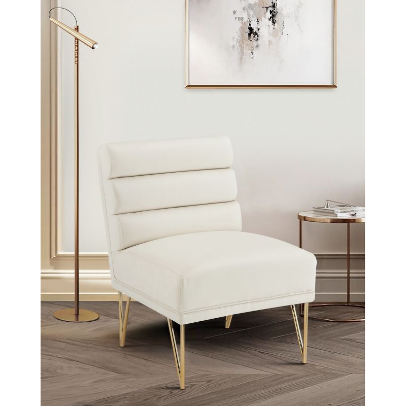 Iconic Home Velvet Quilted Slipper Chair, Karli, 3 of 12