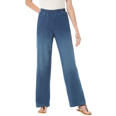 Woman Within Plus Size Tall Wide-Leg Fineline Denim Jean