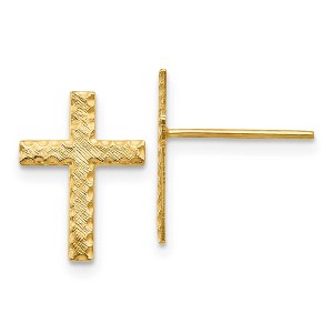 Black Bow Jewelry 13mm Latin Cross Post Earrings in 14k Yellow Gold - 1 of 4