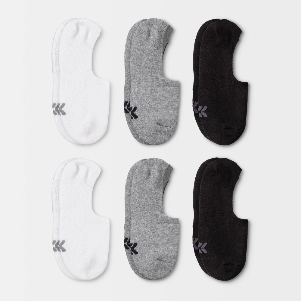 Women's Extended Size Cushioned 6pk Liner Athletic Socks - All in Motion™ - White/Heather Gray/Black 8-12