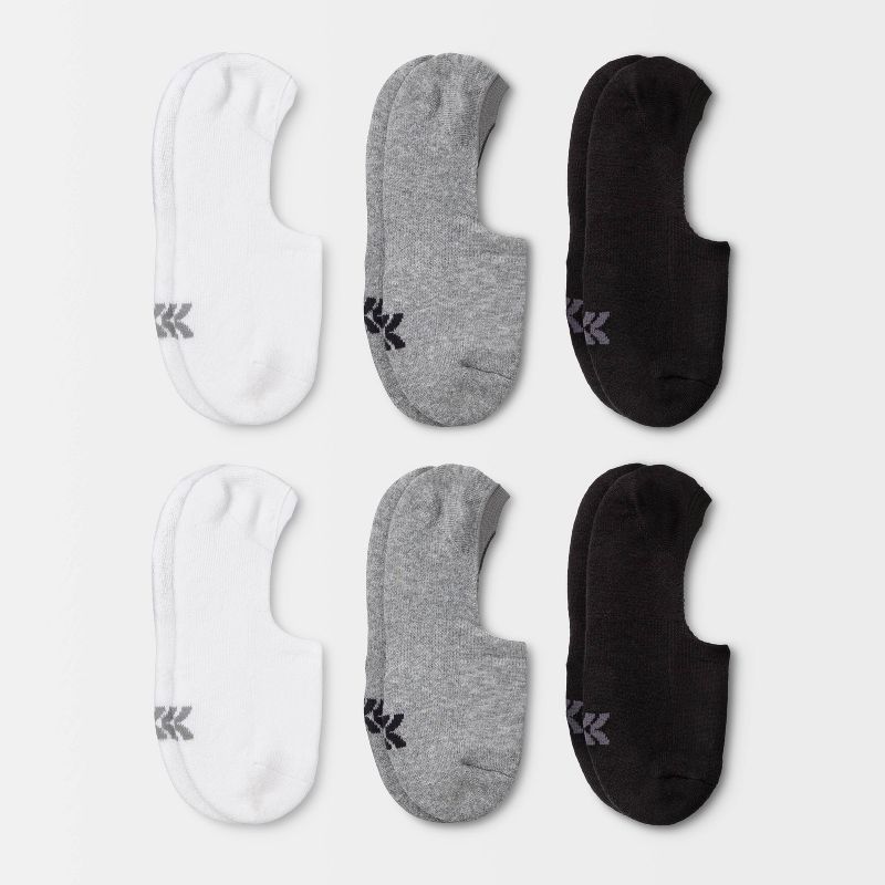 Women&#39;s Extended Size Cushioned 6pk Liner Athletic Socks - All In Motion&#8482; White/Heather Gray/Black 8-12, 1 of 5