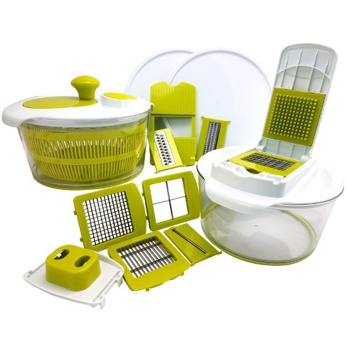 Vollum Turning Vegetable Spiral Slicer With 1 Straight-edged Blade And 3  Serrated Blades - Green : Target