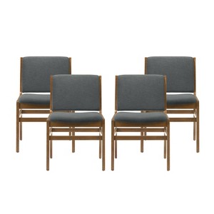 Christopher Knight Home Coston Upholstered Dining Chairs (Set of 4), Dark Gray/Walnut - 1 of 4