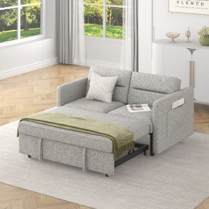 CAVINAS Convertible Pull-Out Sleeper Sofa, Loveseat Sofa Bed with Pull-out Bed, Adjsutable Back and 2 Arm Pocket, Couches for Living Room - 1 of 4
