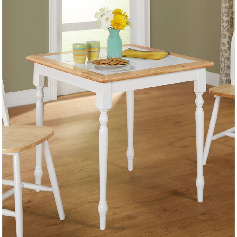 3pc Chester Tile Top Dining Set White/Natural - Buylateral, 4 of 8