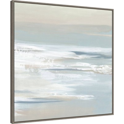 Muted Blue and Gray Abstract Ocean Canvas Print with Polystyrene Frame