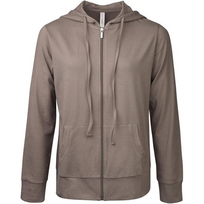 Sofra Women's Cotton Comfort Zip Up Hoodie Jersey Sweater