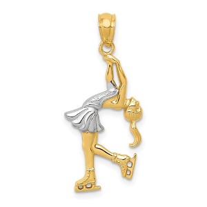 Black Bow Jewelry 14k Yellow Gold and White Rhodium Two Tone Female Ice Skater Pendant - 1 of 4