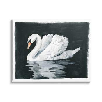 Stupell Industries Beautiful Swan Black Reflection Canvas Wall Art
