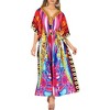 LA LEELA Women's House Daily Routine Evening Wear Loungewear Maxi Kaftan Casual Long Slit Dress Caftansuit Coverup for Women One Size Multi,Floral - 2 of 4