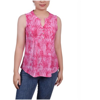 NY Collection Womens Jacquard Floral Sleeveless Blouse Top