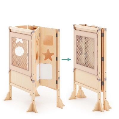 Natural Wooden Double Foldable Kitchen Helper Step Stool