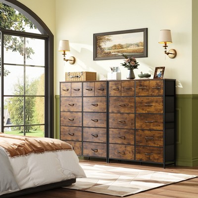 12-Drawer Tall Fabric Dresser with Wood Top and Steel Frame, Storage Chest of Drawers for Bedroom, Closet