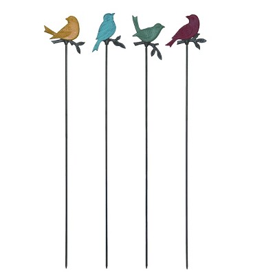 Transpac Iron Colorful Bird Garden Yard Stake Set of 4 Home Decorations Spring