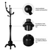 Bekrvio Coat Rack Freestanding Wood Tree Rack with 8 Hooks, Black - 2 of 4
