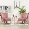 Costway 3pcs Accent Chairs and Side Table set 2pcs Velvet Sofa Round Sofa Table - 2 of 4